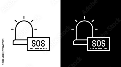 Sos Signal Outline White Icon Set Design