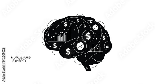 Financial synergy business concept with brain and dollar signs