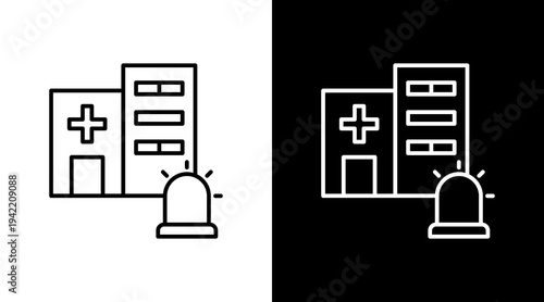 Hospital Emergency Outline White Icon Set Design