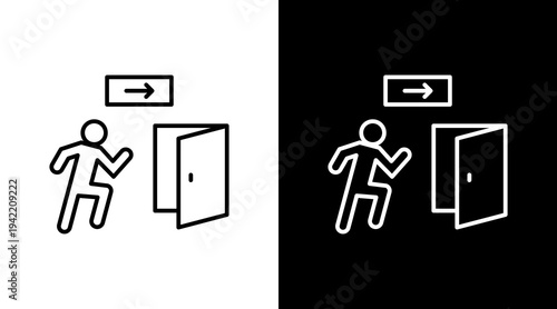 Evacuation Route Outline White Icon Set Design