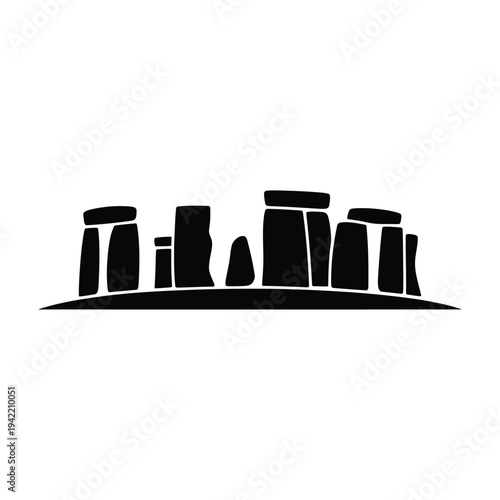 Silhouetted stonehenge landscape a minimalist depiction of prehistoric monument