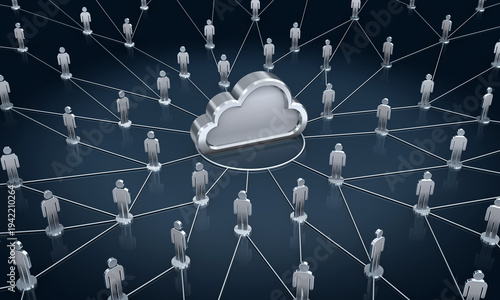 クラウドアイコンと人型アイコンのネットワーク