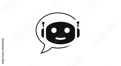Chatbot Icon in Speech Bubble with Antennas, Digital Assistant for Communication and AI Assistance