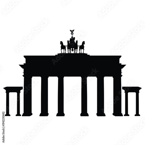 Silhouette of the brandenburg gate in berlin germany depicted in black
