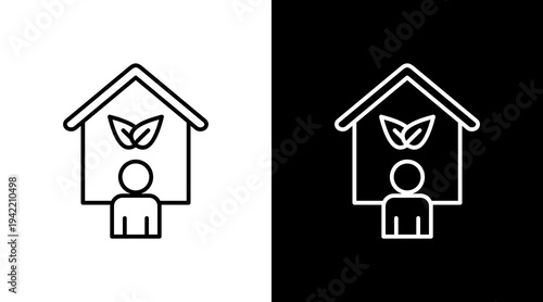 Sustainable Lifestyle Outline White Icon Set Design