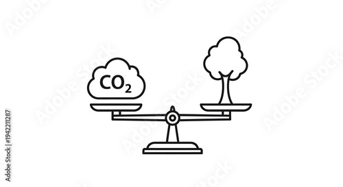 Eco Balance Illustration Of CO2 Versus Tree On Scale. Vector Illustrations. EPS Editable