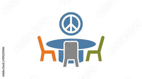 Peaceful Round Table with Chairs Illustration Scene. Vector Illustrations. EPS Editable