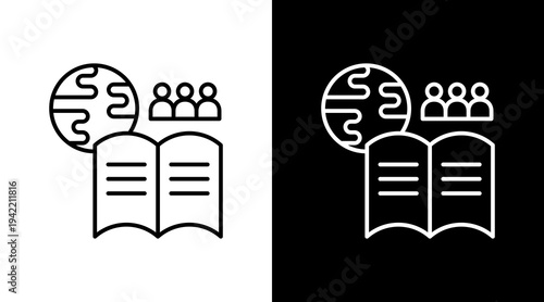 Civic Education Outline White Icon Set Design