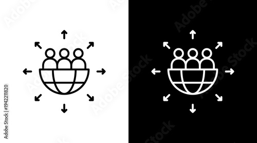 Community Outreach Outline White Icon Set Design