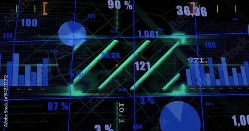 Displaying three diagonal glowing green bars with numeric label 121 on dark dashboard, with grid