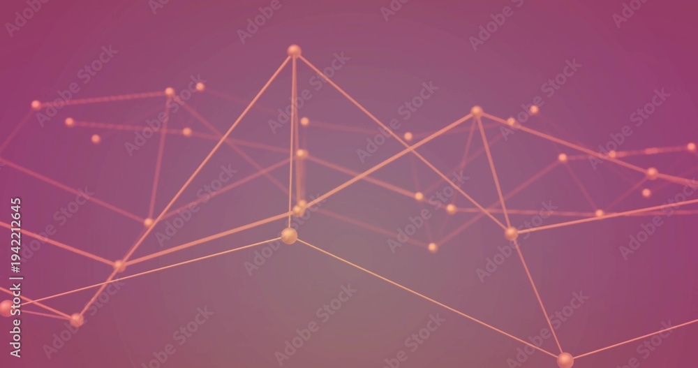 Fototapeta premium Central node pulsing, causing spheres and glowing lines to form triangles, showing links in studio