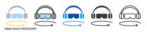 virtual reality icon set multi style various collection