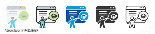 online education icon set multi style various collection