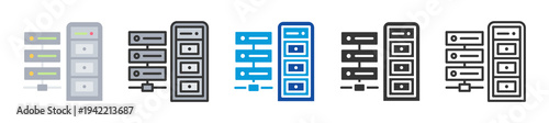 data center icon set multi style various collection