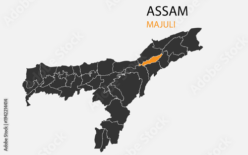 Assam png map with districts, Indian state Assam district map, Assam Majuli
