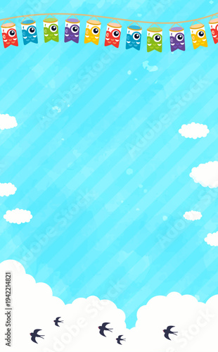 鯉のぼりのガーランドのこどもの日フレーム3_縦