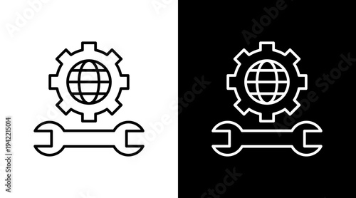 Network Settings Outline White Icon Set Design