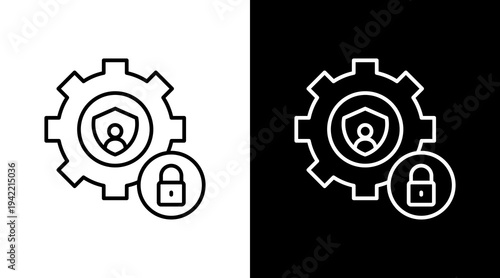 Privacy Settings Outline White Icon Set Design