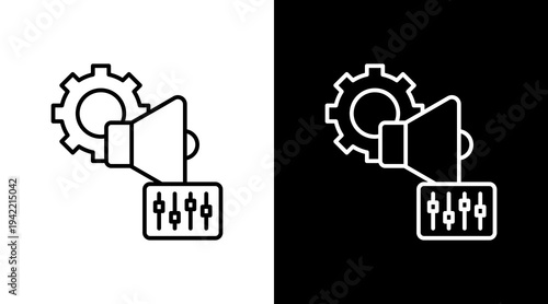 Sound Settings Outline White Icon Set Design
