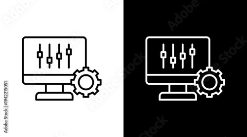 Display Settings Outline White Icon Set Design