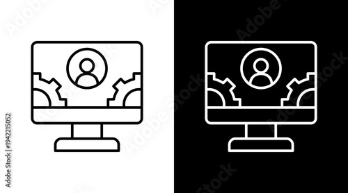 User Account Settings Outline White Icon Set Design