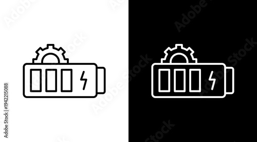 Power Settings Outline White Icon Set Design