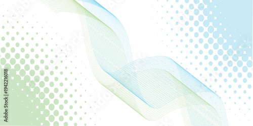 Abstract wave element for design. Digital frequency track equalizer. Stylized line art background. Vector illustration. Blue Wave with halftone dots.