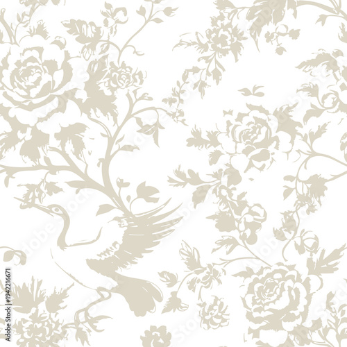 Blue Chinoiserie Toile Seamless Pattern 