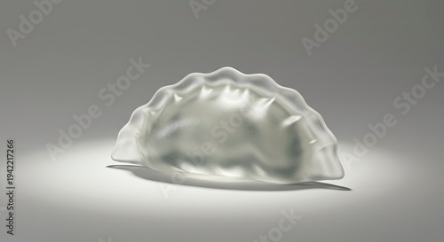 Frosted Glass Dumpling Sculpture on Gray Background