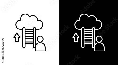 Personal Growth Outline White Icon Set Design