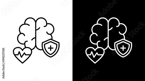 Healthy Mindset Outline White Icon Set Design