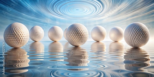 Wallpaper Mural Serene spheres gently floating on a calm body of water under a swirling, ethereal sky. Torontodigital.ca