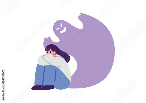 精神疾患をわあうら雨女性のイラスト