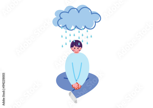 気分が憂鬱な男性のイラスト