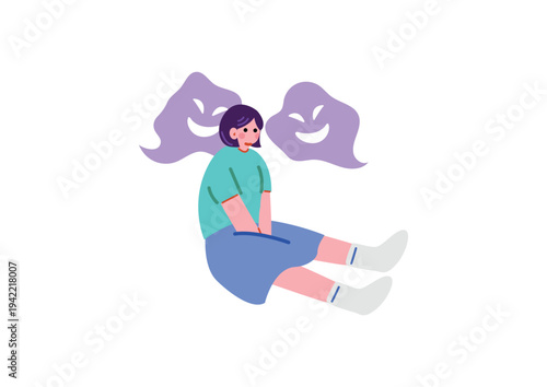 精神疾患を患う女性のイラスト