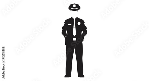 Security Guard Silhouette Icon Vector Illustration