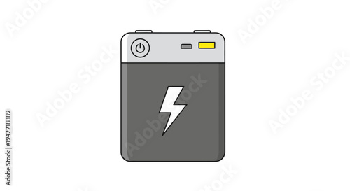Portable Power Bank with Lightning Bolt Symbol, White Background