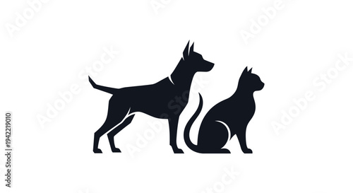 Dog and Cat Silhouette Icon Vector Art