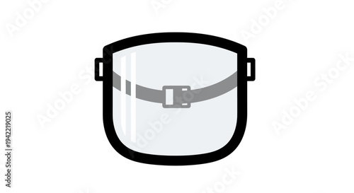 Transparent face shield with adjustable strap, protective equipment icon