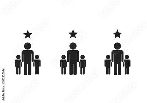 Leadership and mentorship icon set, solid pictograms for team management, coaching, and excellence