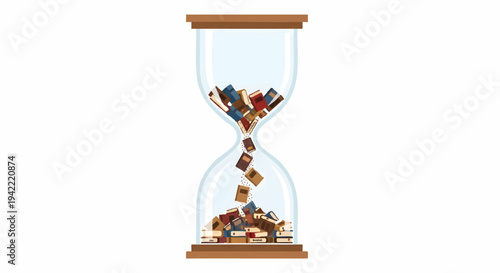 Hourglass with colorful puzzle pieces falling