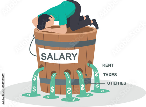1Salary Management Crisis, Monthly Budget Deficit, Financial Drainage Issues, Salary Expenses Overload, Money Management Struggle