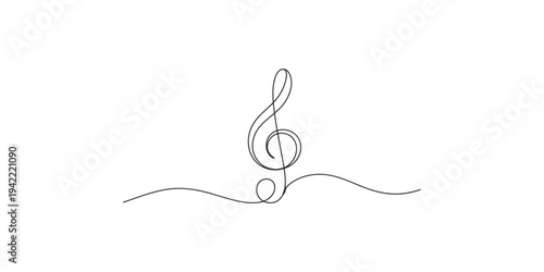 Continuous line drawing of a musical eighth note symbol on a white background