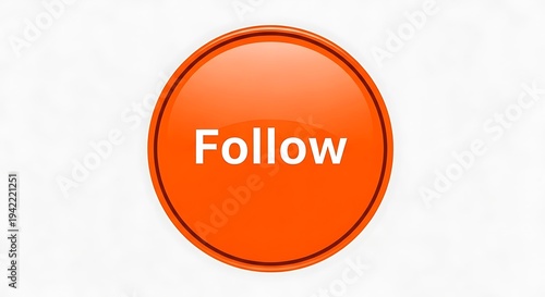 Glossy Orange Follow Button for Social Media.