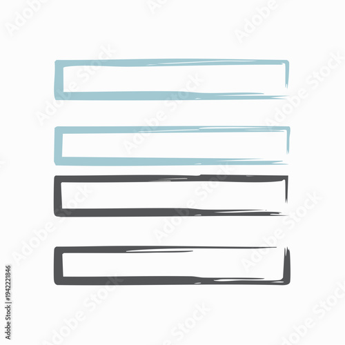Conjunto de cuatro rectángulos dibujados a mano con pinceladas, marcos para texto sobre fondo blanco