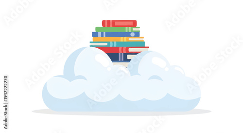 books on a cloud storage education learning concept