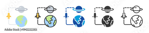 space tourism icon set multi style various collection