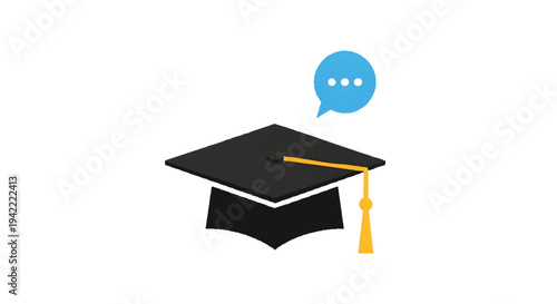 Graduation cap icon with speech bubble