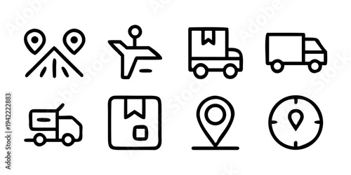 Hand drawn e-commerce, delivery and logistics line icon set, Doodle online shopping and shipping outline vector icons