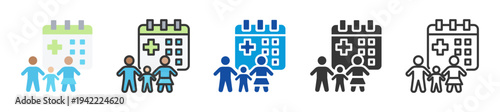 family medical leave act icon set multi style various collection